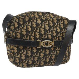 Authentic Christian Dior Trotter Canvas Shoulder Bag Black